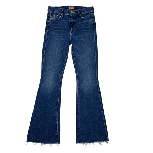 MOTHER Denim - Mother The Weekender Fray Jean 27 Teaming Up Blue Mid Rise Flare Leg Zip Fly